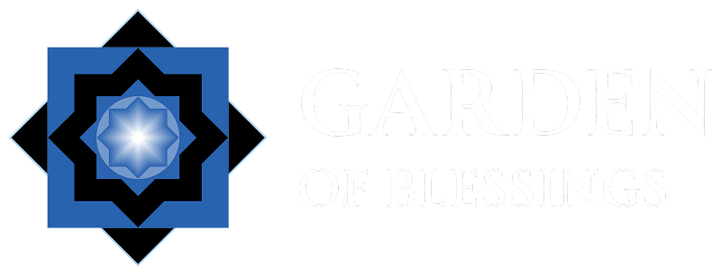 Full white text logo of Garden of Blessings UK